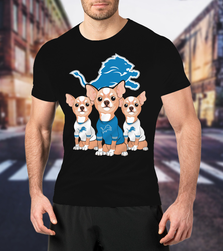 Detroit Lions Chihuahua Trio T-Shirt