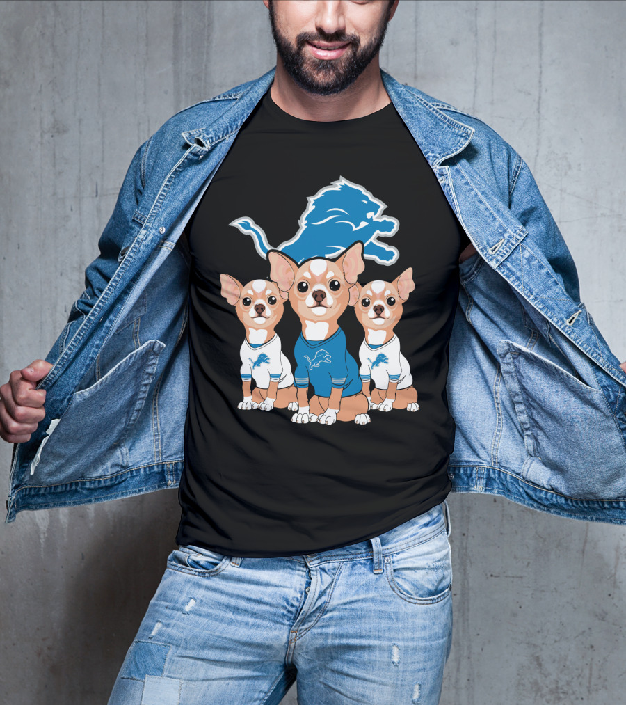 Detroit Lions Chihuahua Trio T-Shirt