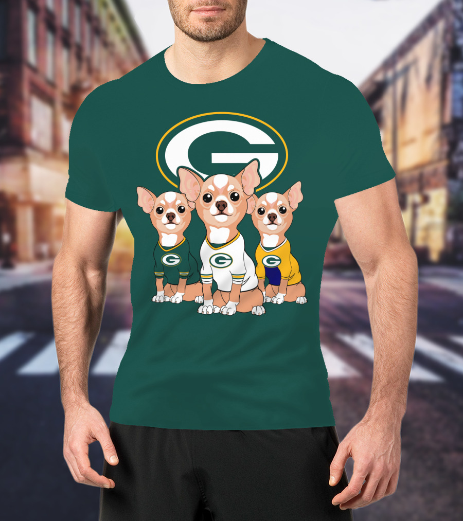 Green Bay Packers Chihuahua Trio T-Shirt