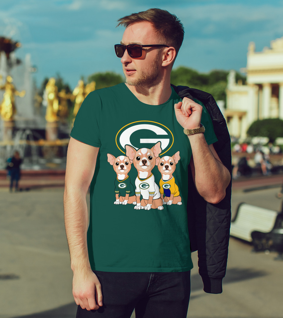 Green Bay Packers Chihuahua Trio T-Shirt