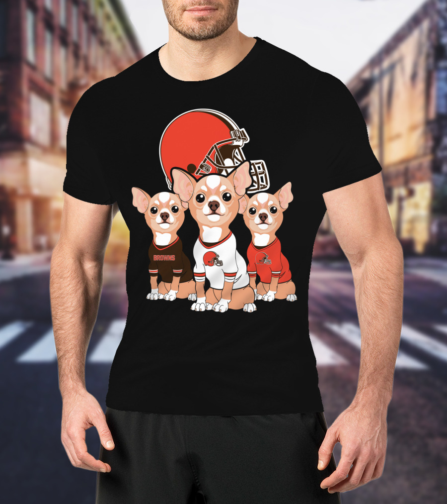 Browns Football Chihuahua Trio T-Shirt