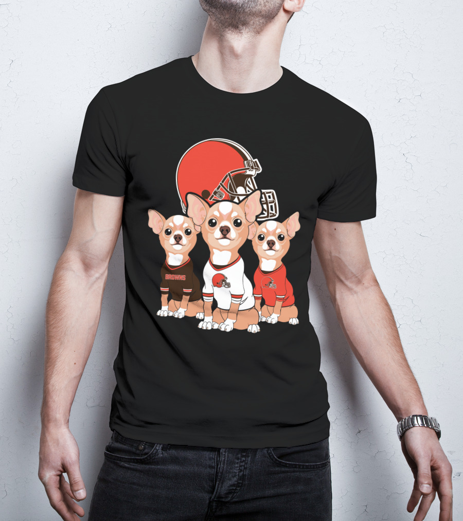 Browns Football Chihuahua Trio T-Shirt