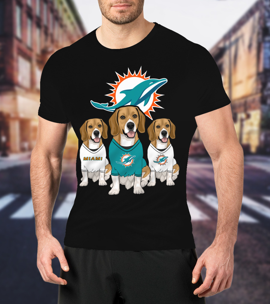 Miami Dolphins Beagle Trio T-Shirt