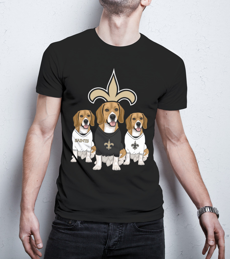 Saints Beagle Trio With Fleur-De-Lis T-Shirt