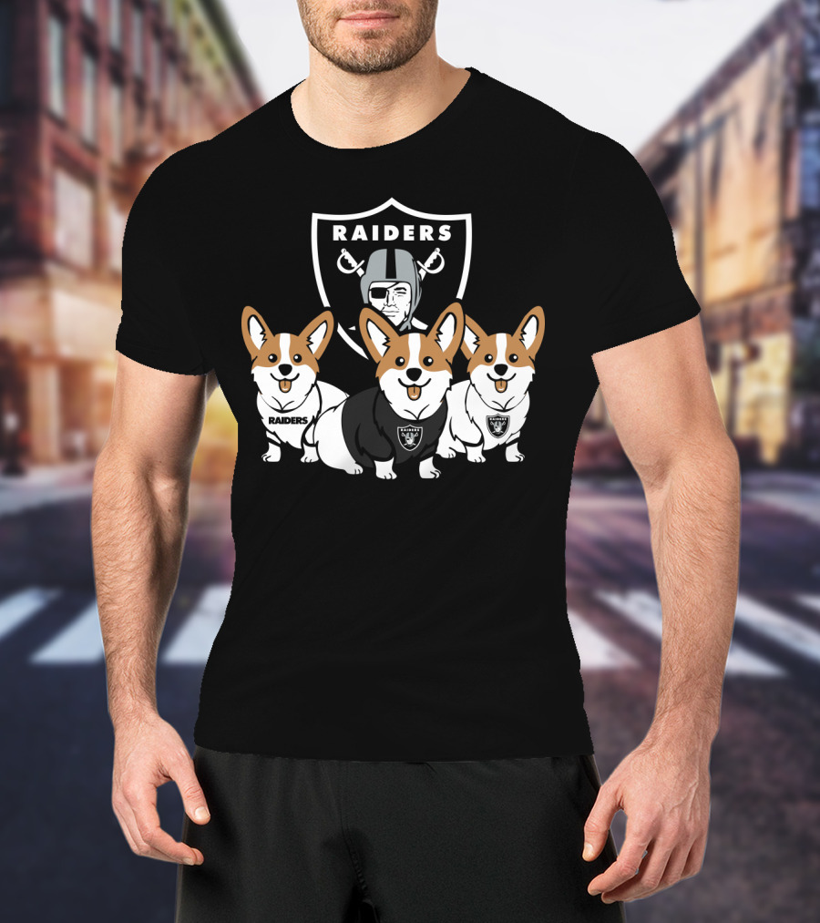 Las Vegas Raiders Corgi Dog T-Shirt