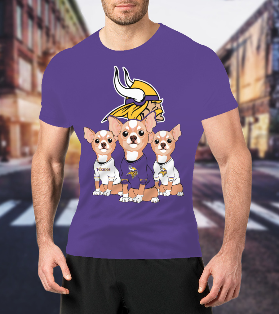Minnesota Vikings Chihuahua Trio T-Shirt