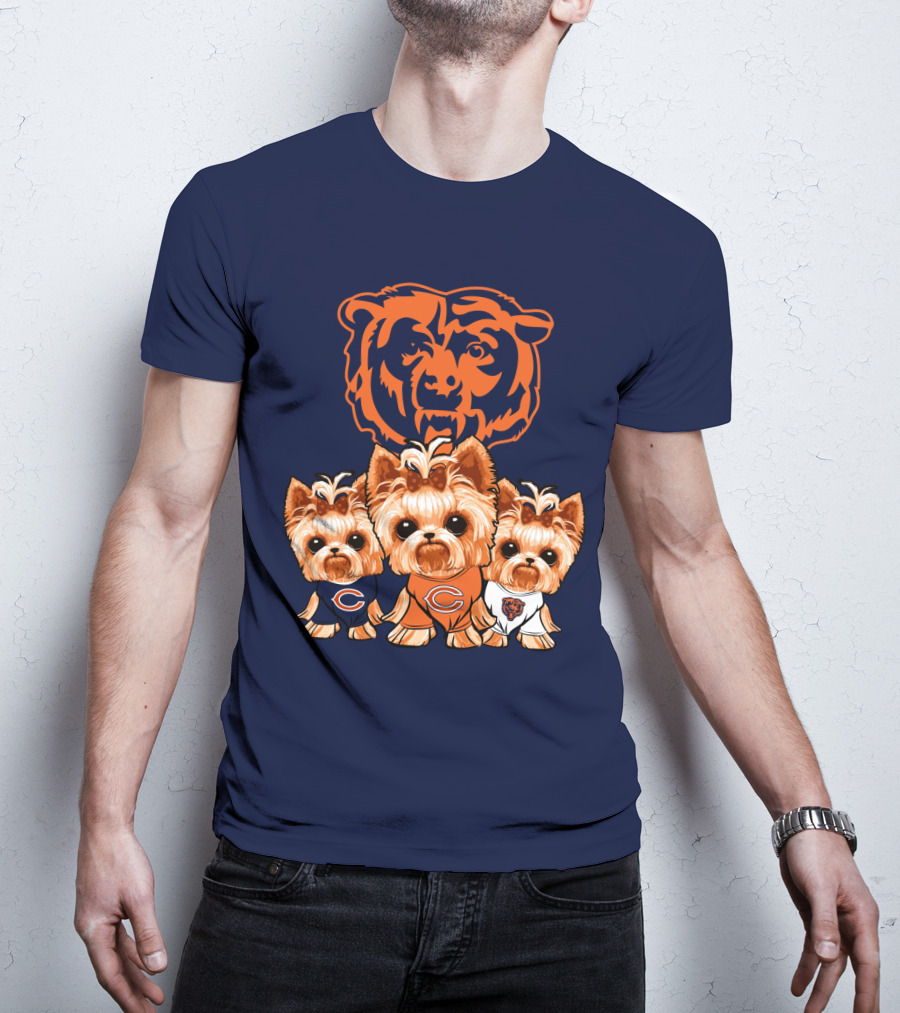 Chicago Bears Yorkshire Terrier Puppy Trio T-Shirt