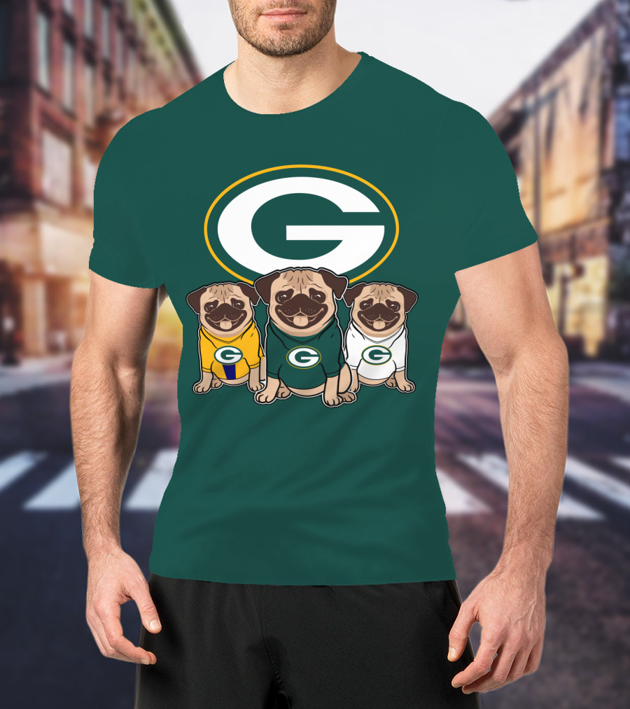 Green Bay Packers Pug Trio T-Shirt