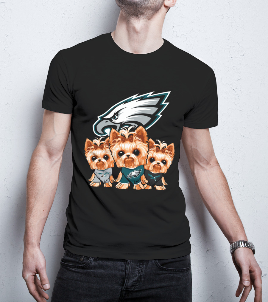 Philadelphia Eagles Yorkshire Terrier Puppy Trio T-Shirt