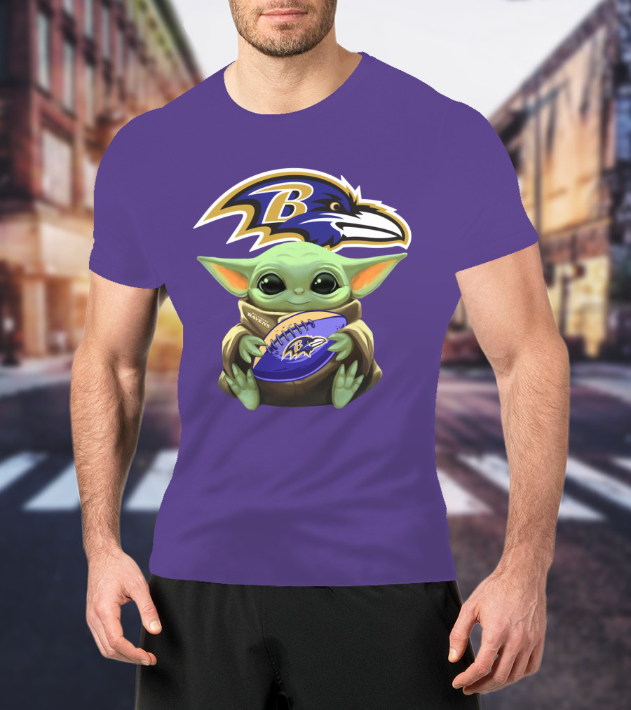 Babyyoda Star Wars Baltimore Ravens Football Crossover T-Shirt