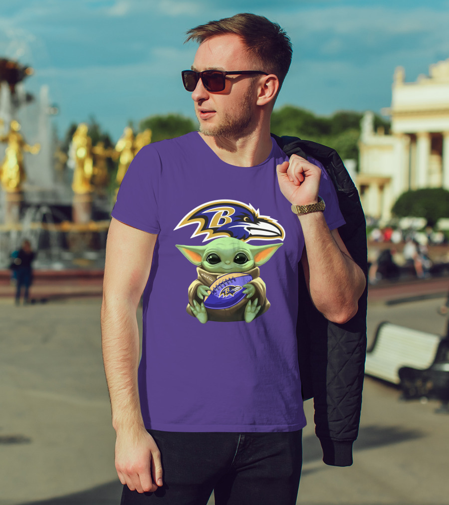 Babyyoda Star Wars Baltimore Ravens Football Crossover T-Shirt