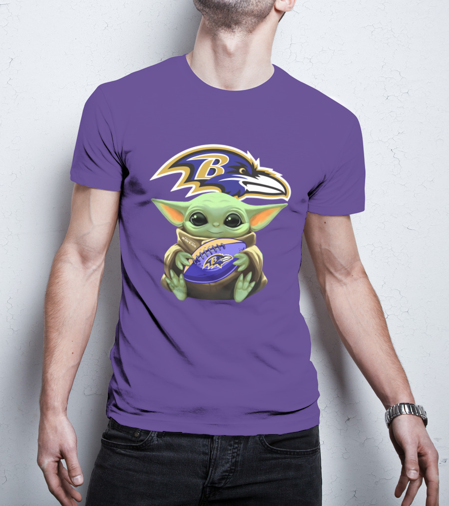 Babyyoda Star Wars Baltimore Ravens Football Crossover T-Shirt