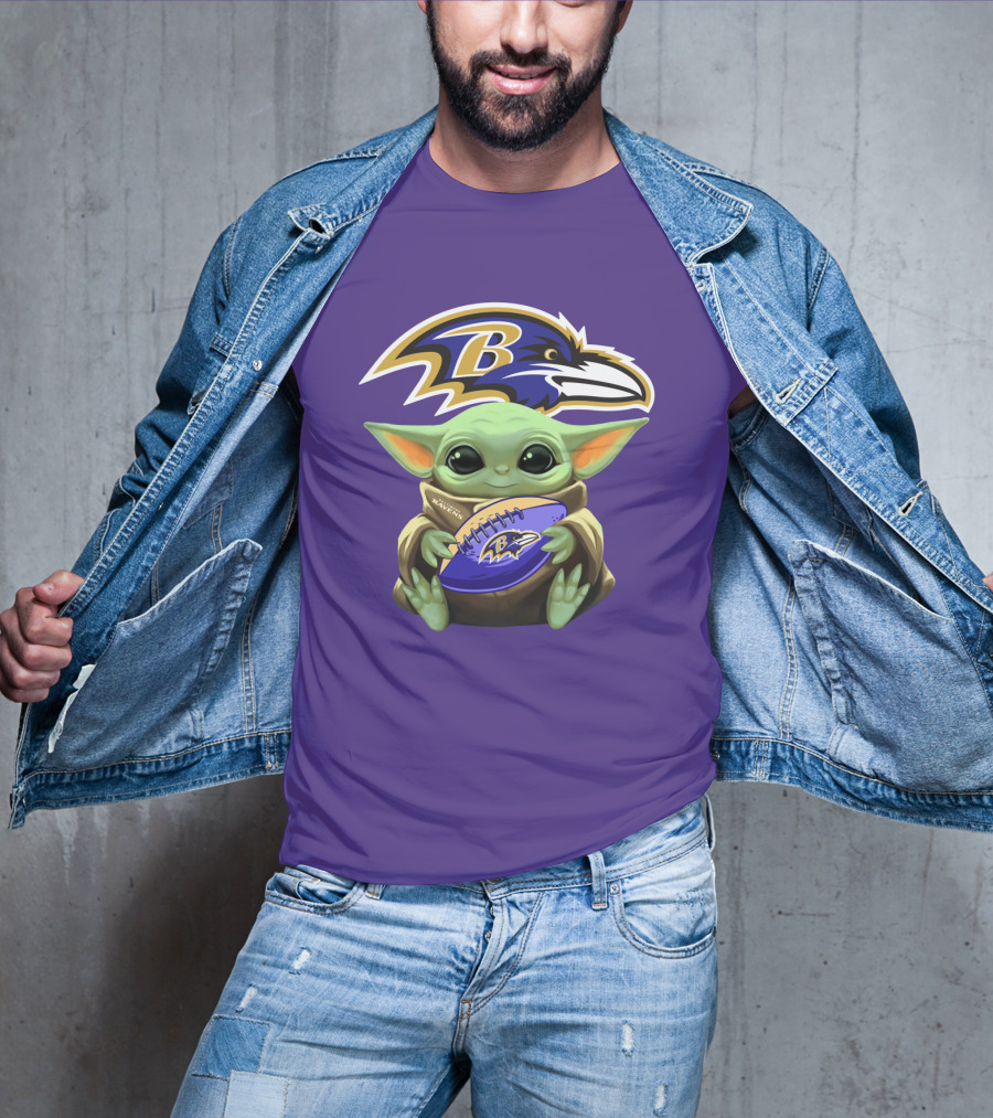 Babyyoda Star Wars Baltimore Ravens Football Crossover T-Shirt