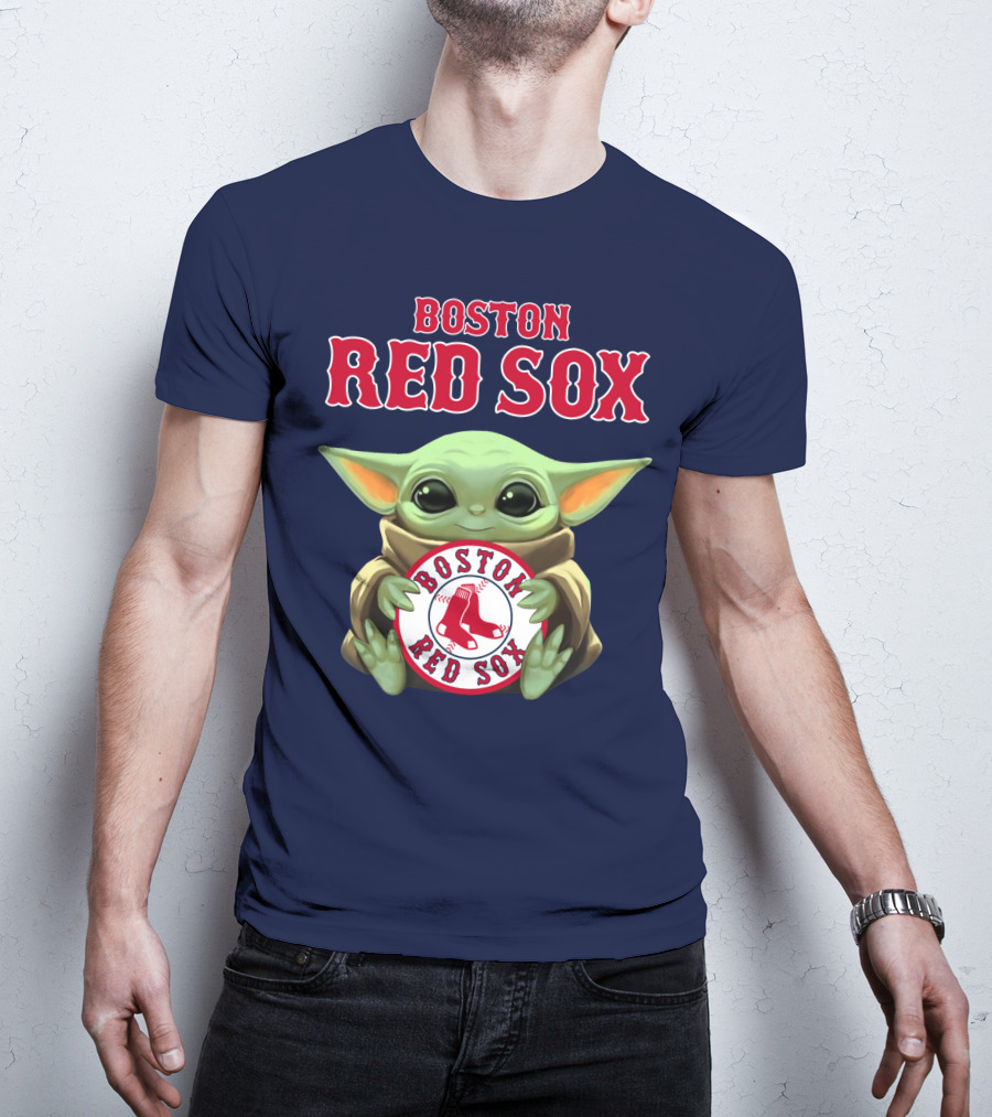 Boston Red Sox Baby Yoda Holding Baseball Team T-Shirt