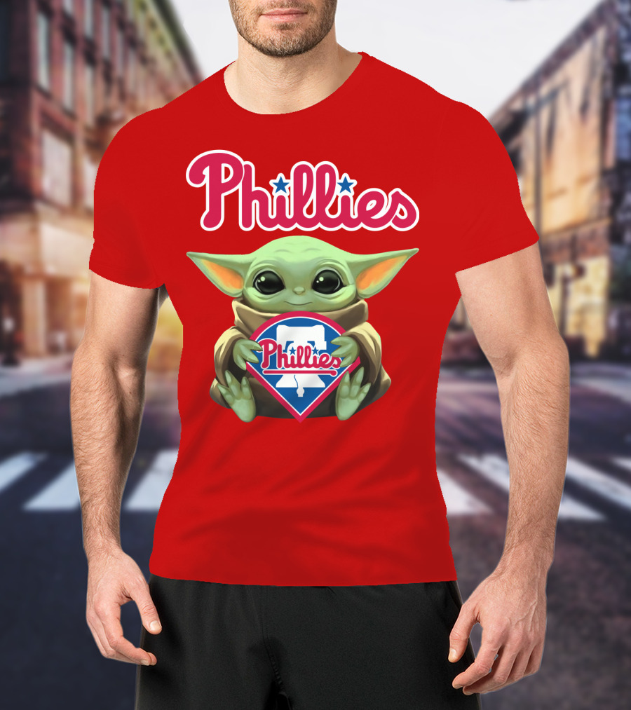 Phillies Baby Yoda Holding Phillies T-Shirt