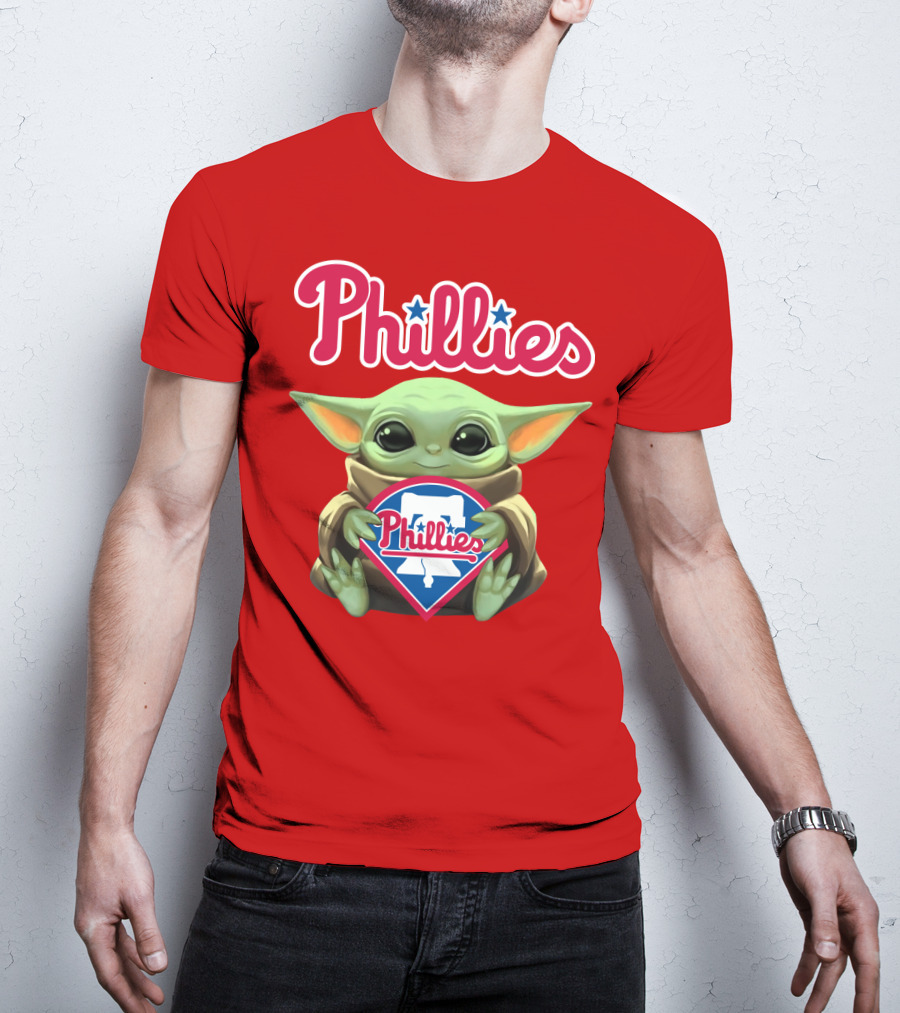 Phillies Baby Yoda Holding Phillies T-Shirt