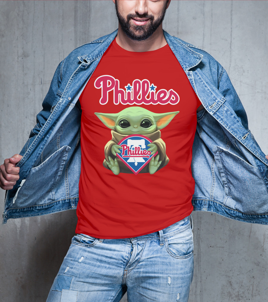 Phillies Baby Yoda Holding Phillies T-Shirt