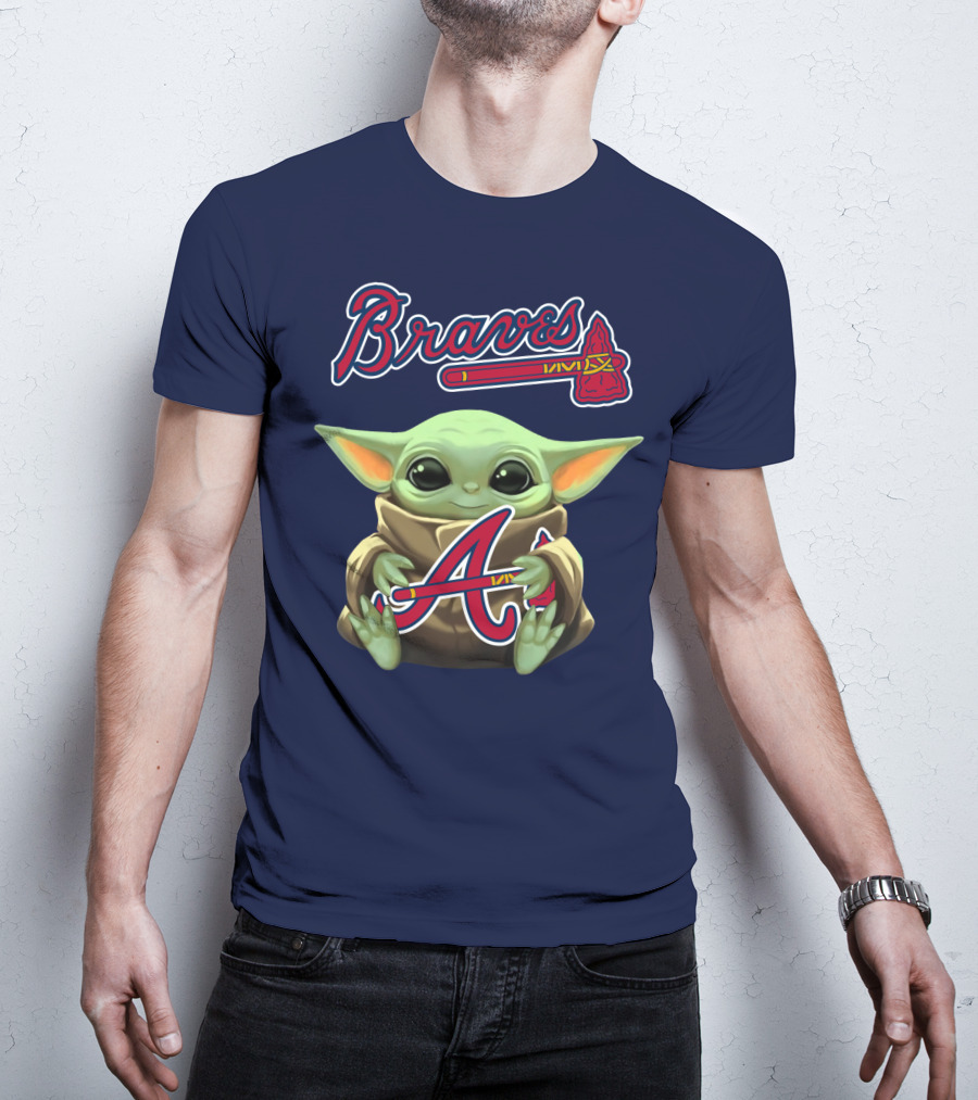 Braves BabyYoda Holding Atlanta Braves T-Shirt