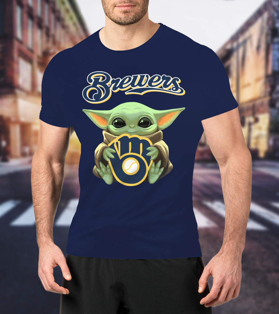 Brewers Baby Yoda Holding Milwaukee T-Shirt