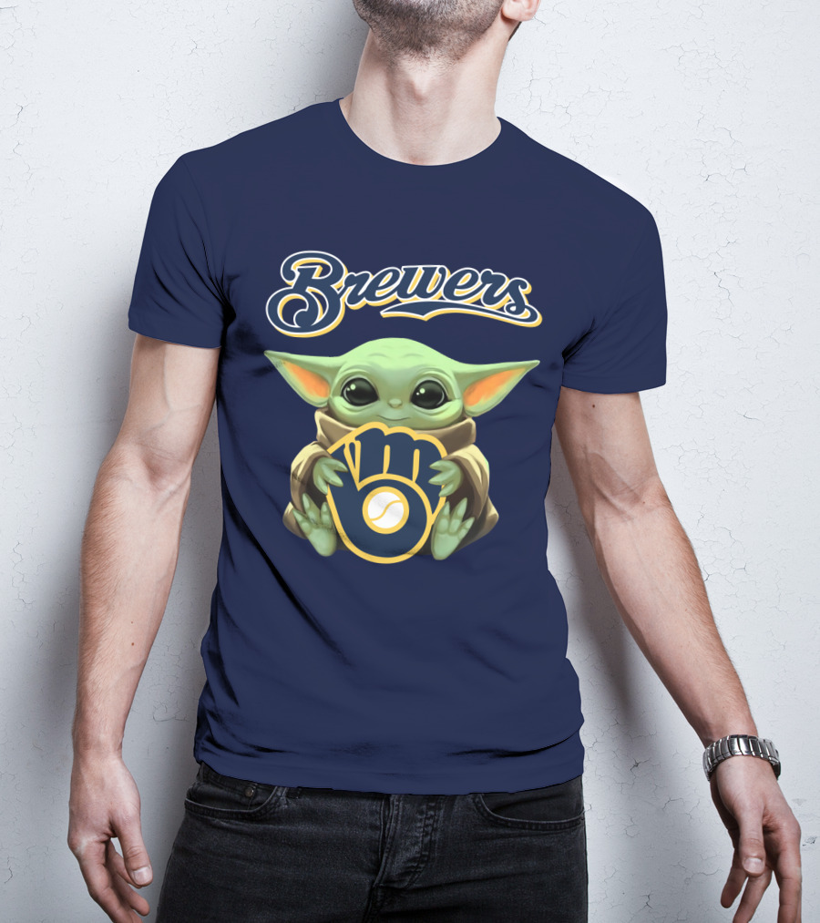 Brewers Baby Yoda Holding Milwaukee T-Shirt