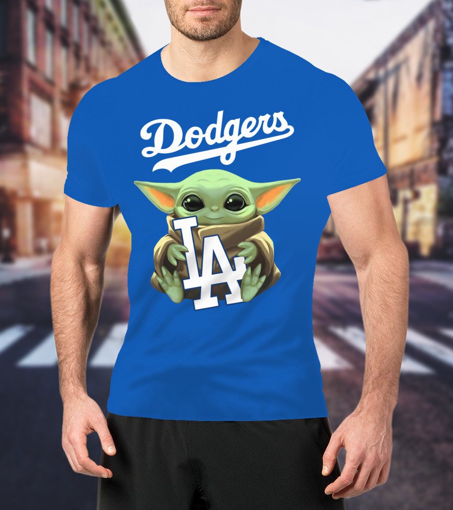 Dodgers Baby Yoda Holding La Team T-Shirt