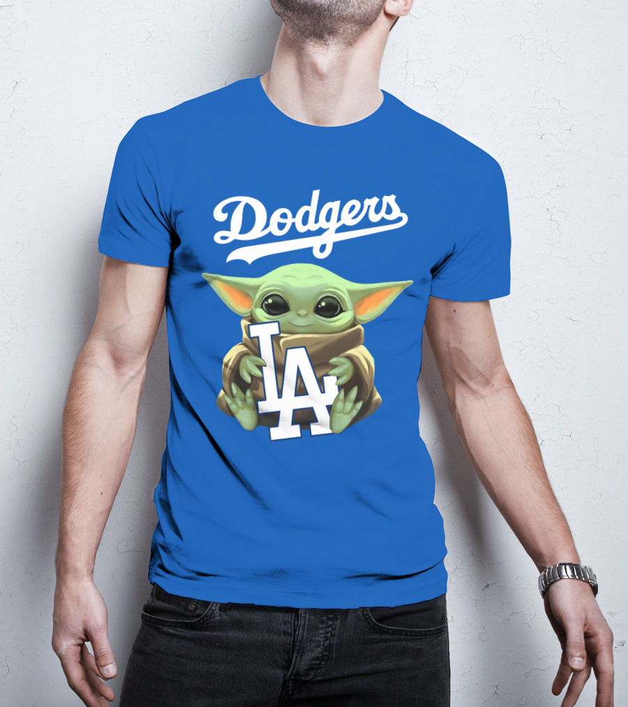Dodgers Baby Yoda Holding La Team T-Shirt