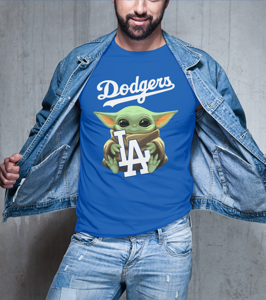 Dodgers Baby Yoda Holding La Team T-Shirt