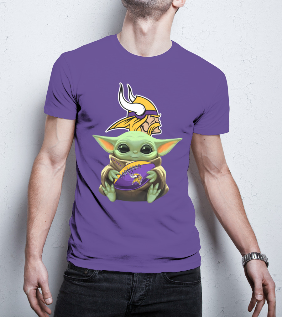 Babyyoda Minnesota Vikings Fan With Football T-Shirt