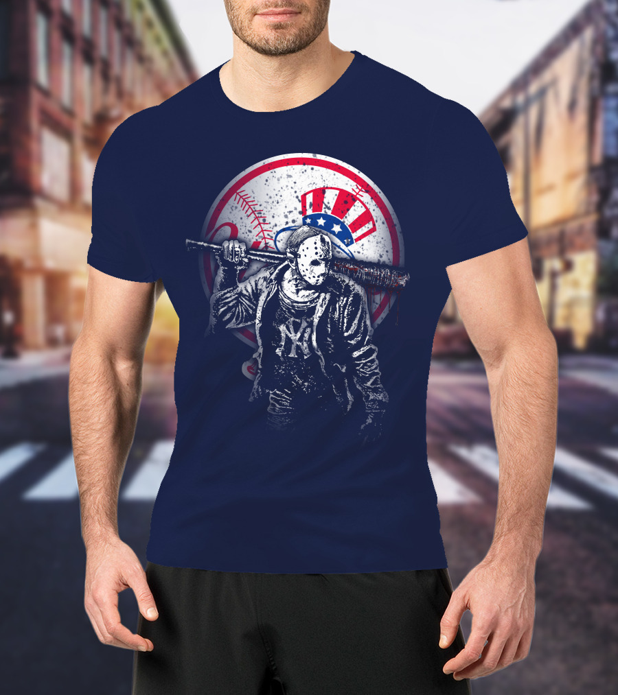 New York Baseball Icon With Mask And Bat T-Shirt
