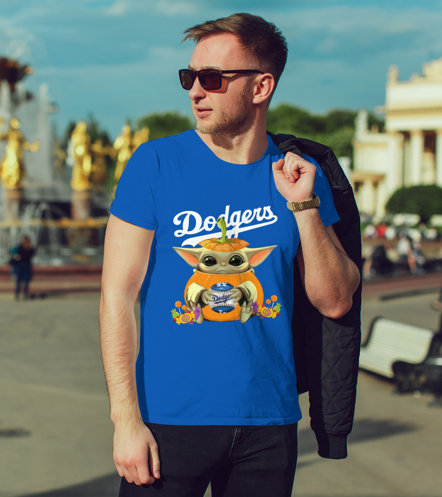 Dodgers Baby Yoda Pumpkin Halloween T-Shirt