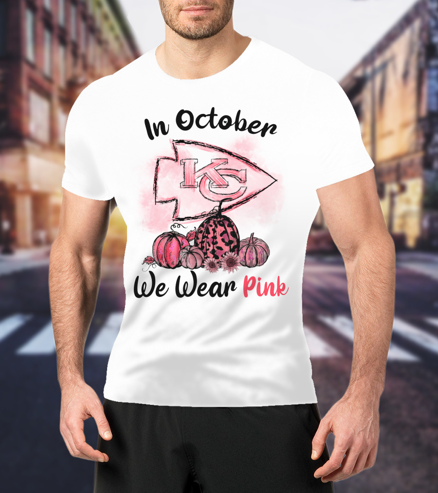 In October We Wear Pink Kc Pumpkin Edition T-Shirt