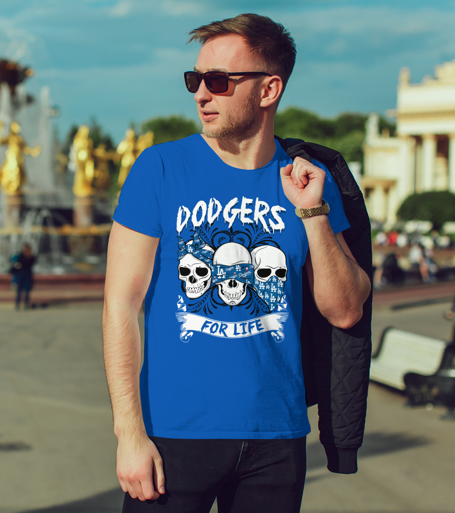 Dodgers For Life La Skulls Bandana T-Shirt