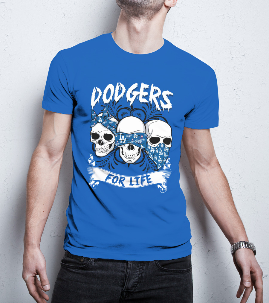 Dodgers For Life La Skulls Bandana T-Shirt