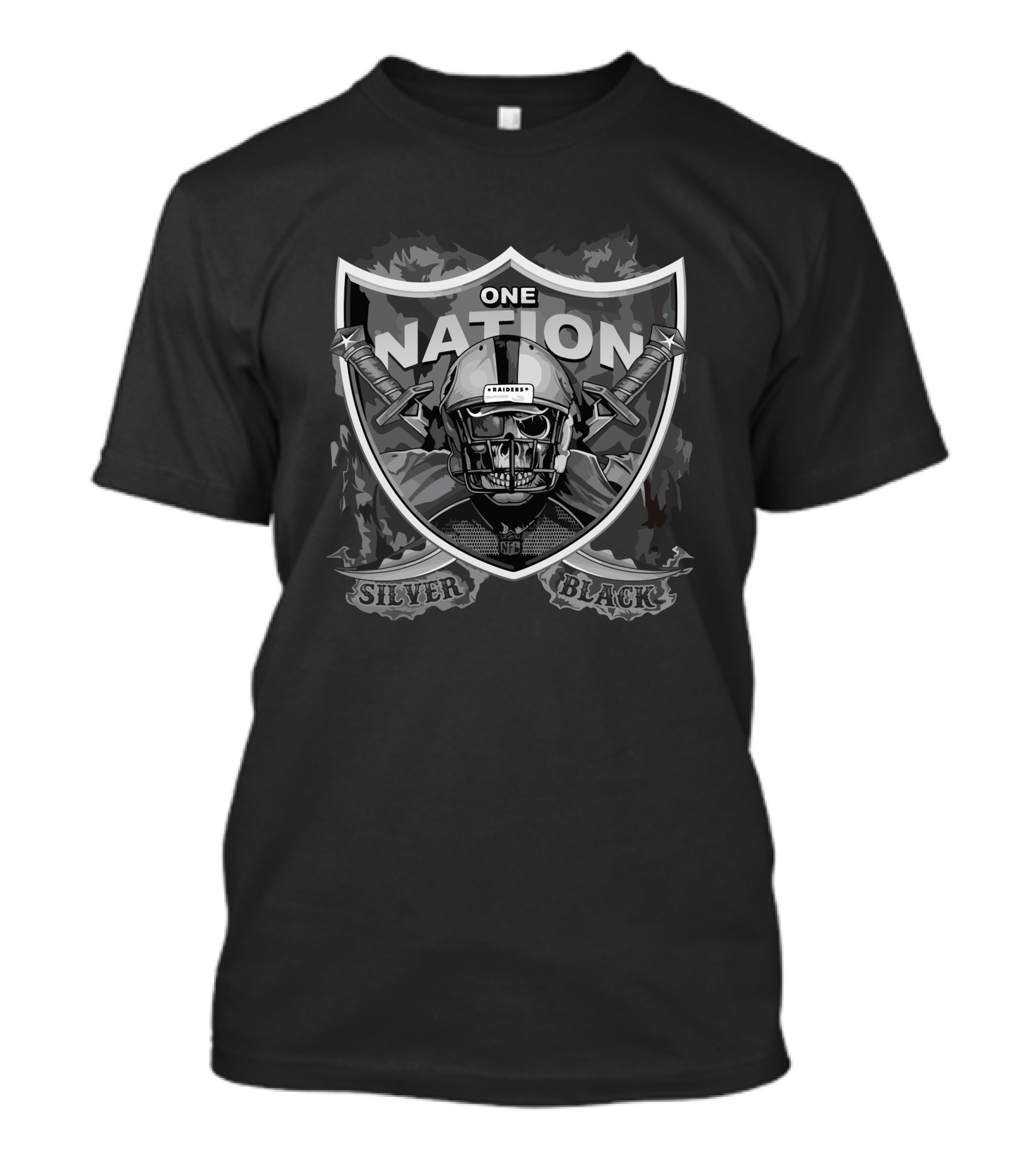 One Nation Raiders Silver Black Nfl T-Shirt