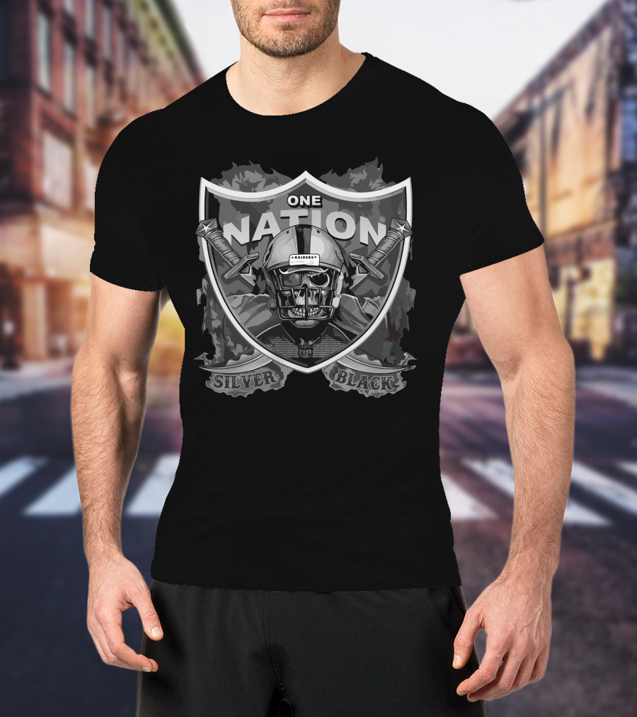 One Nation Raiders Silver Black Nfl T-Shirt