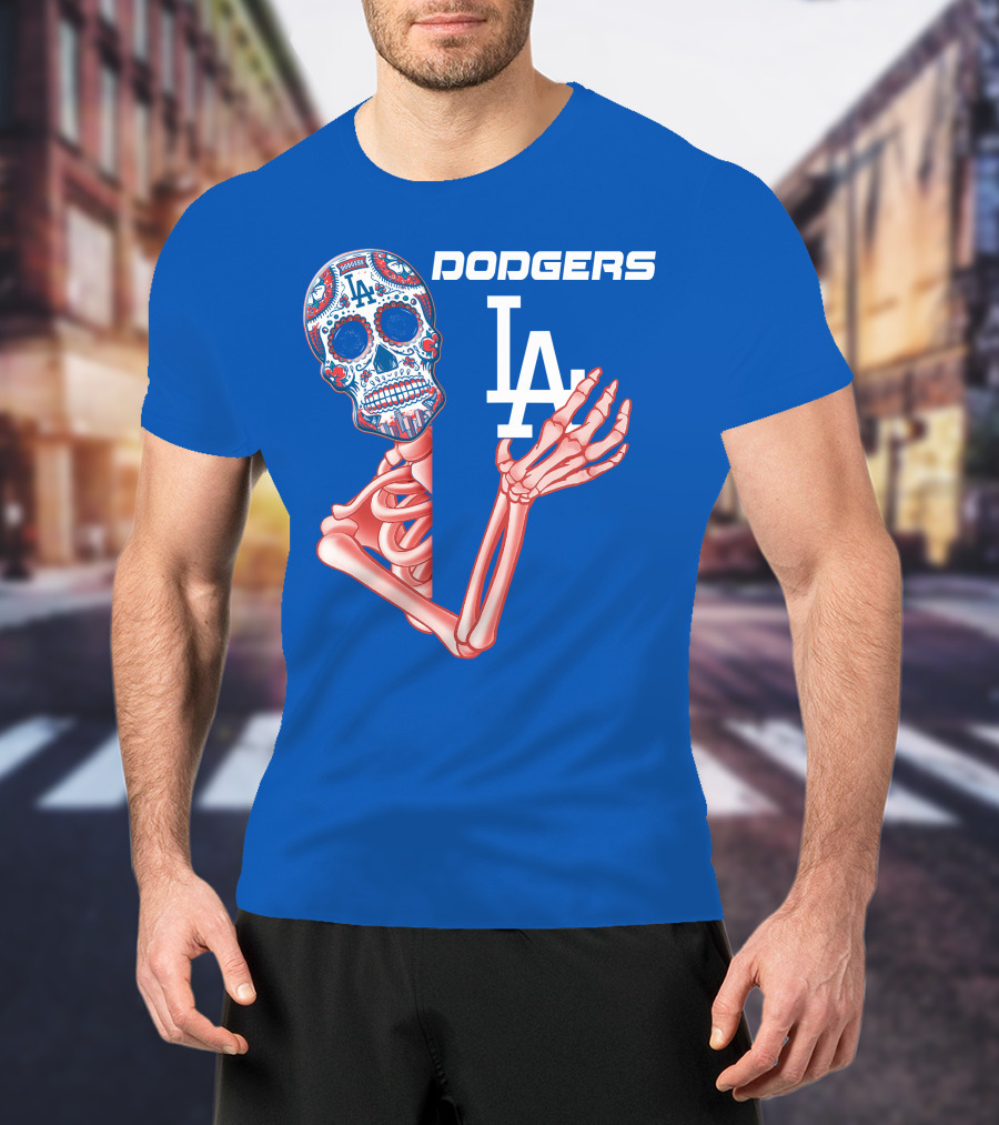 Dodgers La Sugar Skull Skeleton T-Shirt