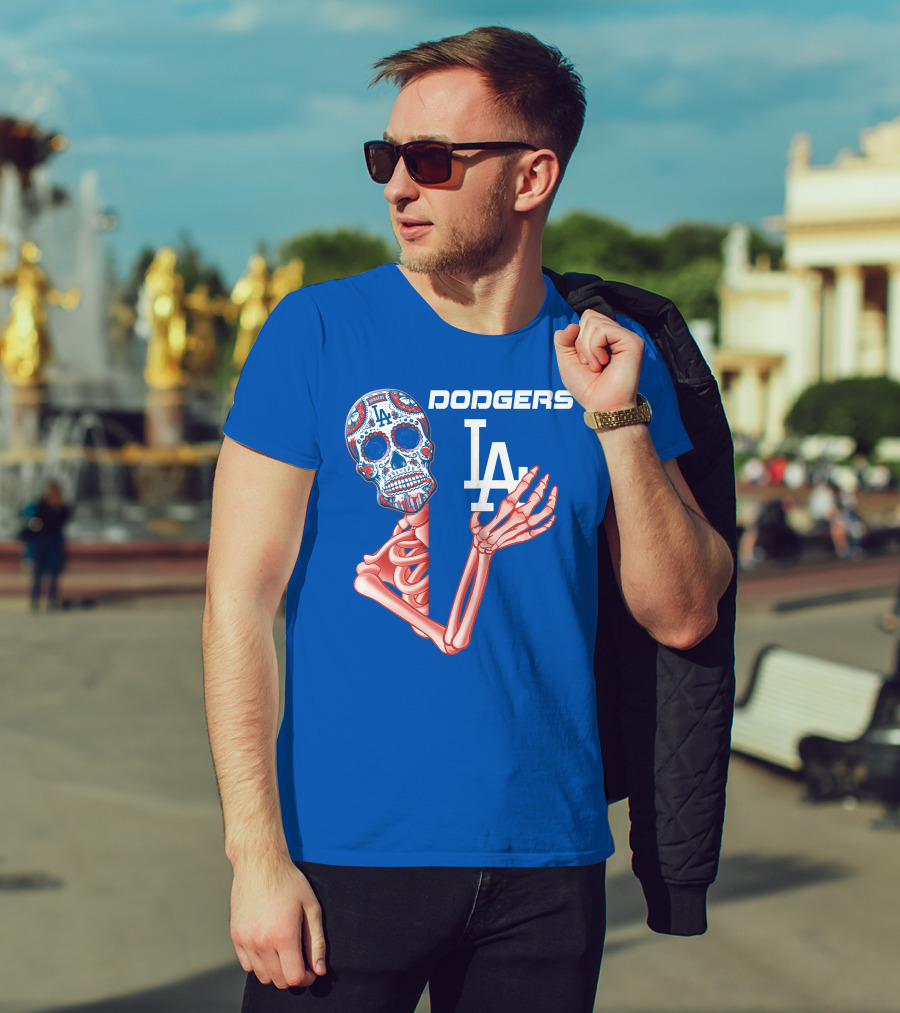Dodgers La Sugar Skull Skeleton T-Shirt