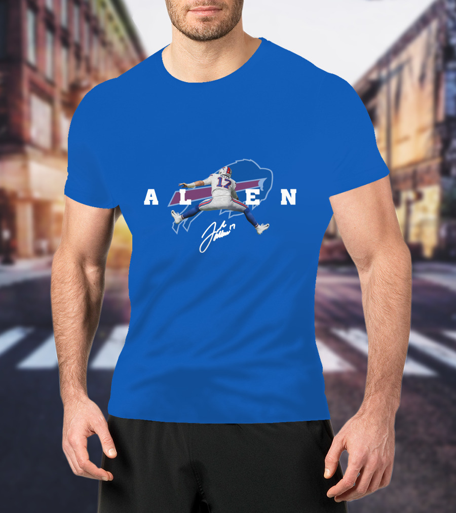 Allen 17 Buffalo Jumping Nfl Signature T-Shirt