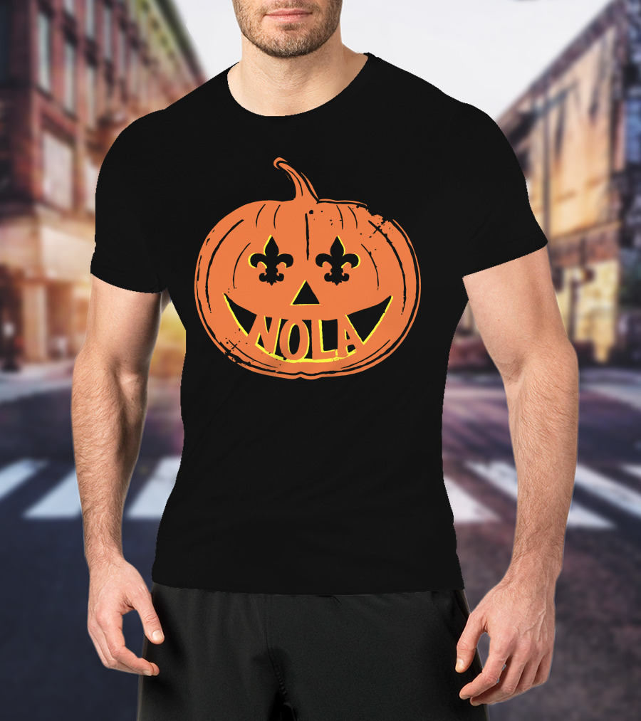 Nola Pumpkin Fleur-De-Lis Halloween T-Shirt