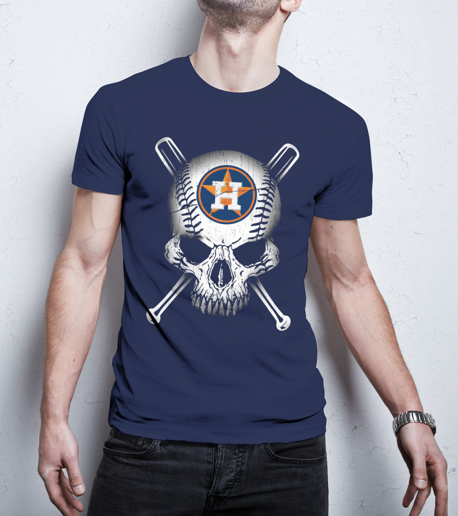 Houston Astros Baseball Skull Crossbones T-Shirt