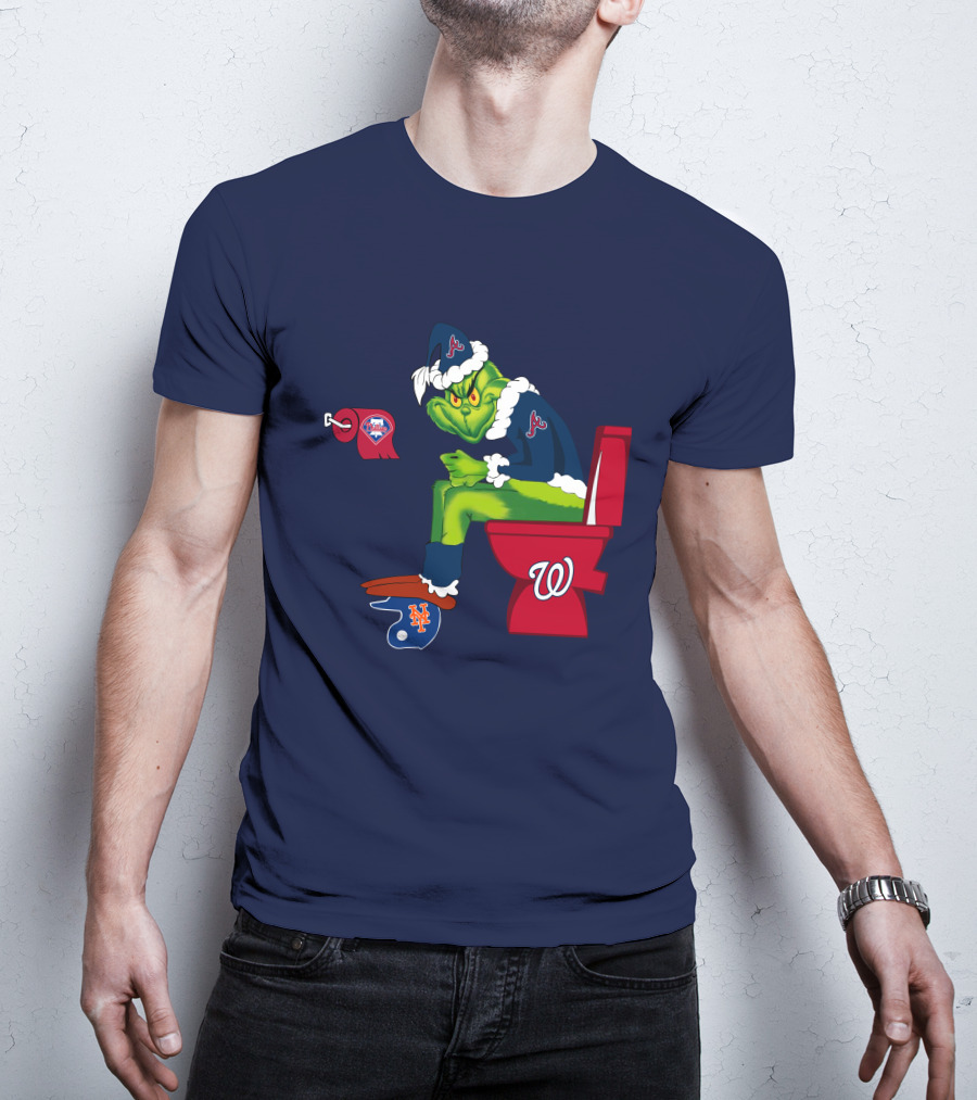 Atlanta Braves Grinch With New York Mets And Washington Nationals Logos T-Shirt
