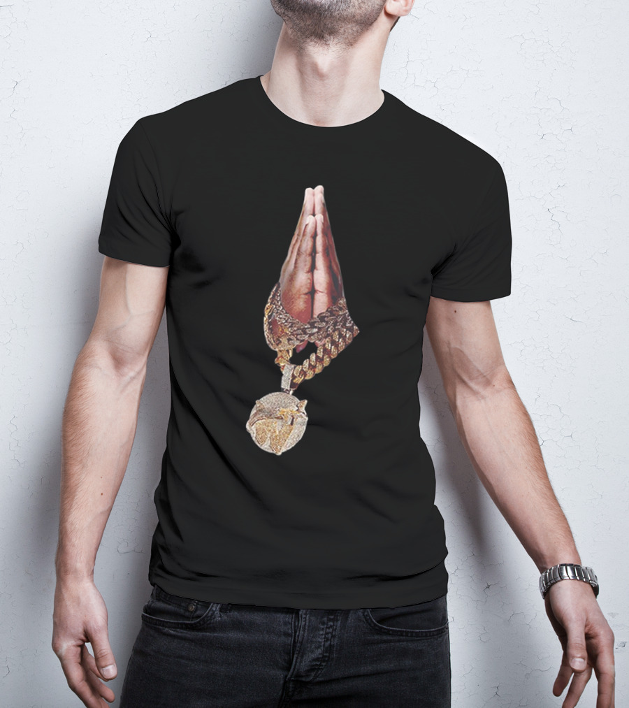 Pop Smoke Praying Hands Vlone Chain Pendant Merch T-Shirt