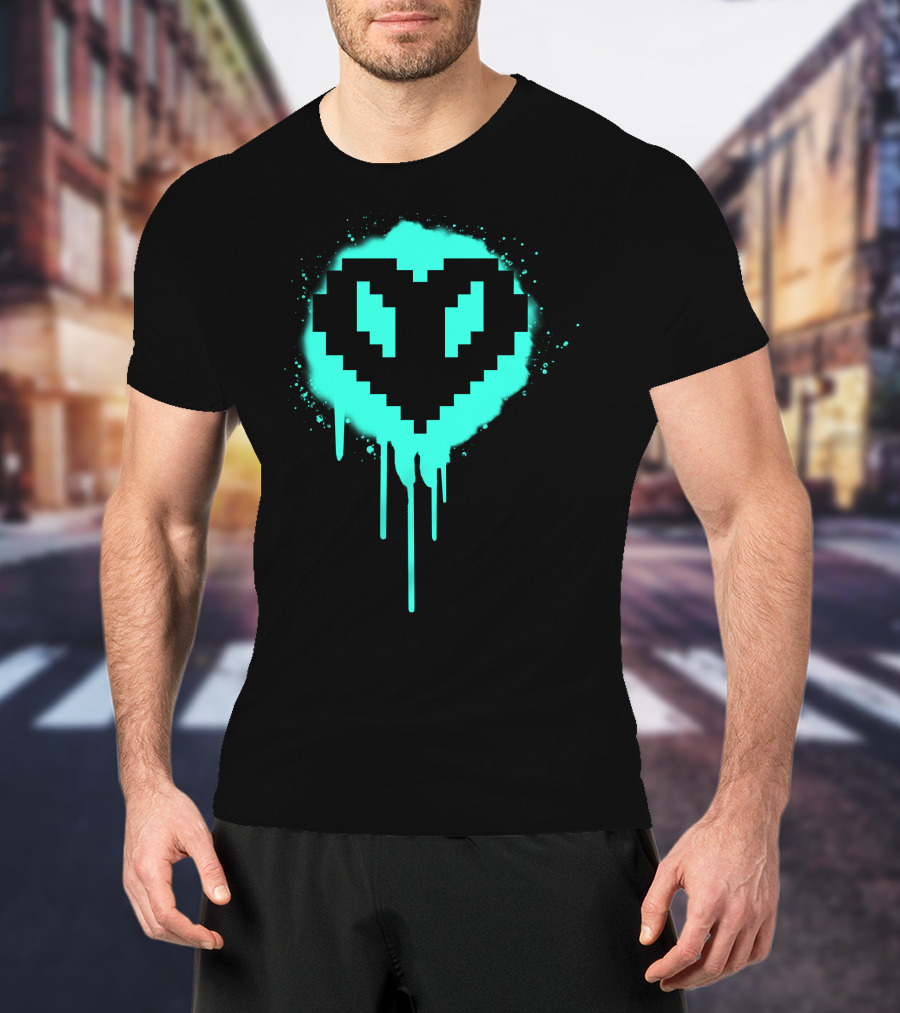 Dream SMP Members Neon Pixel Heart Drip T-Shirt