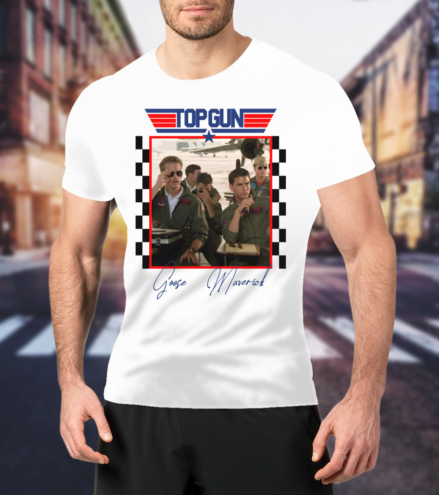 Top Gun Goose Maverick Classic Aviation Icons In Signature Flight Gear T-Shirt