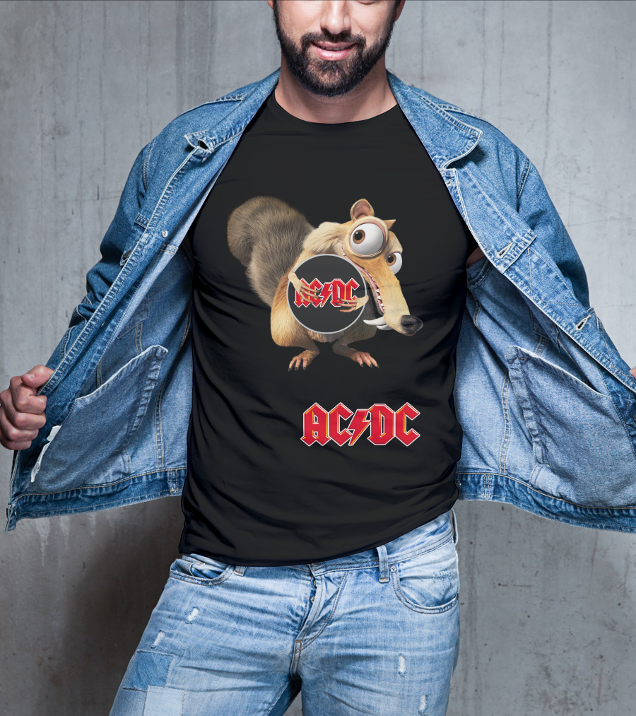 Ac/Dc 04 Ice Age Squirrel Holding T-Shirt