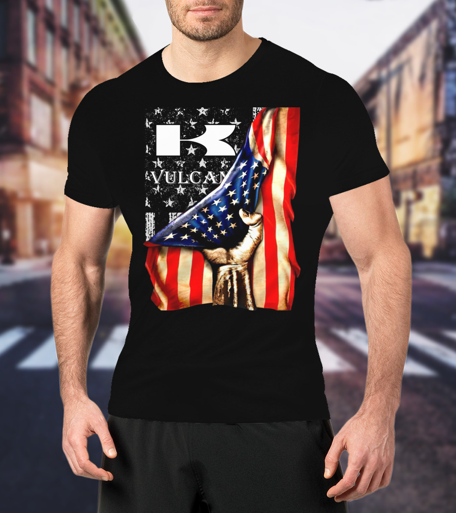 Vulcan Hand Gripping American Flag With Stars And Stripes T-Shirt