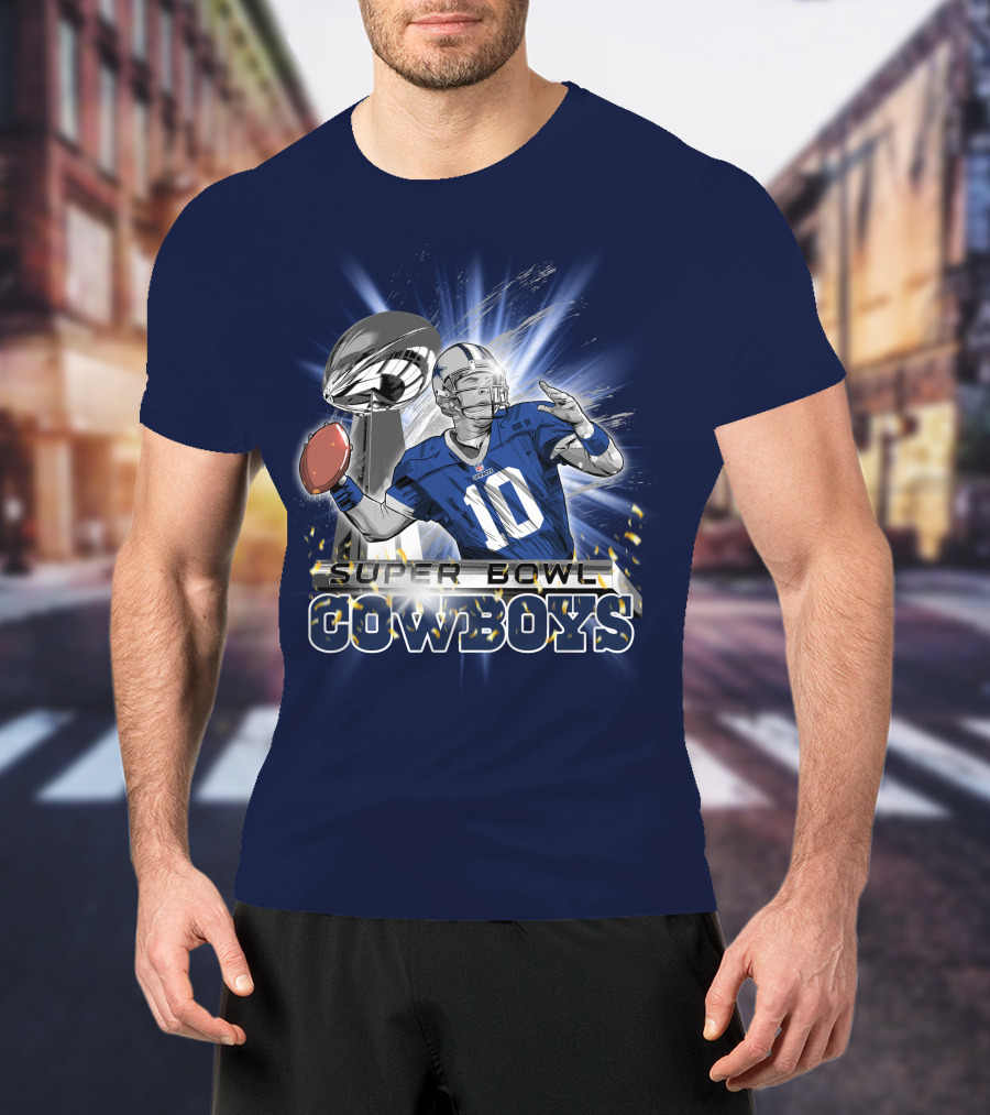 Super Bowl Cowboys Quarterback With Trophy T-Shirt