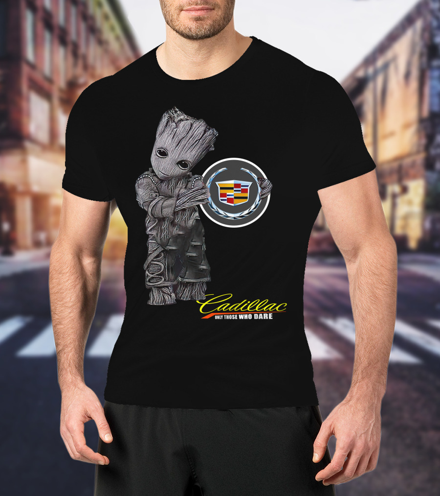 Cadillac Only Those Who Dare Groot Holding Badge T-Shirt