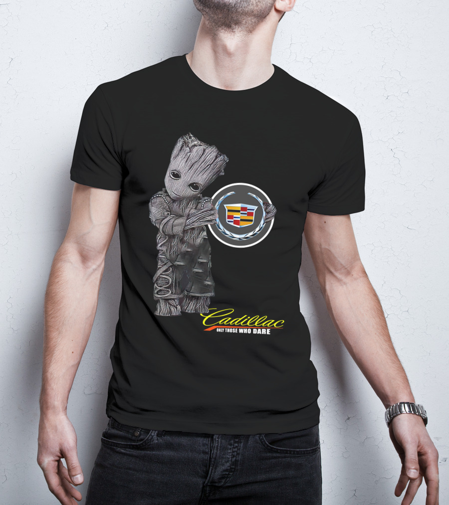 Cadillac Only Those Who Dare Groot Holding Badge T-Shirt