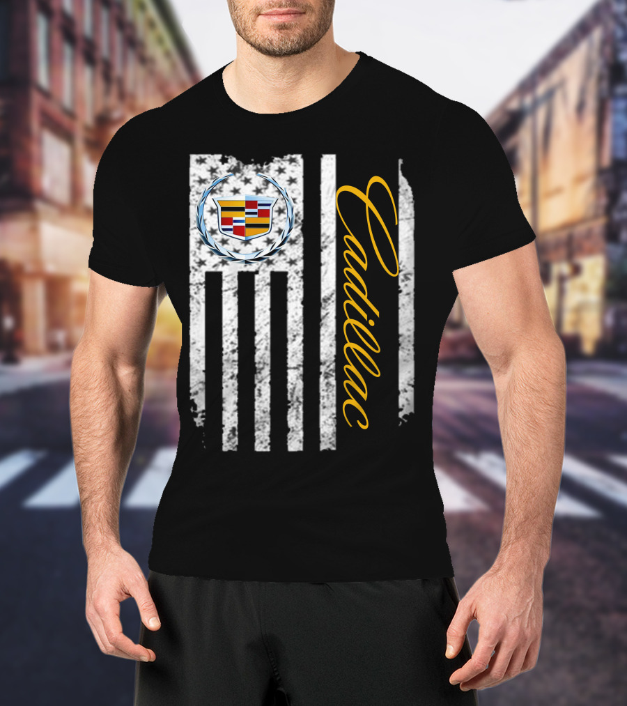 Cadillac Logo American Flag T-Shirt
